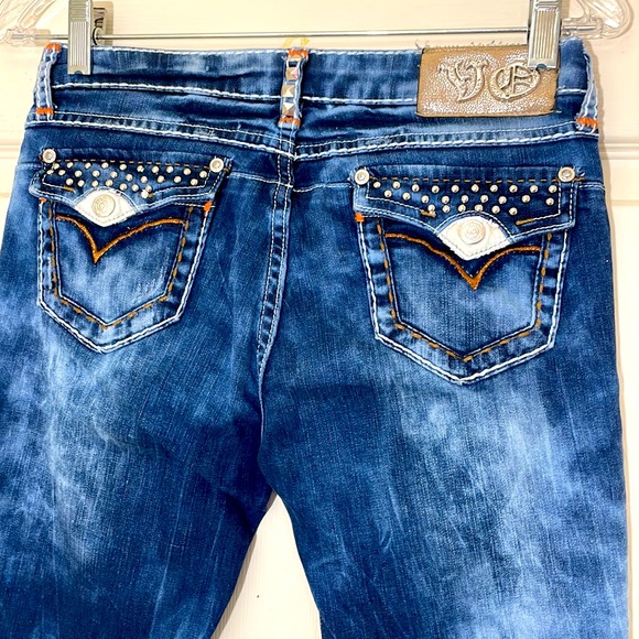 VO Jeans Trendy Tie-Dye Style Blue Straight Legs Jeans Size 28 - Picture 10 of 12